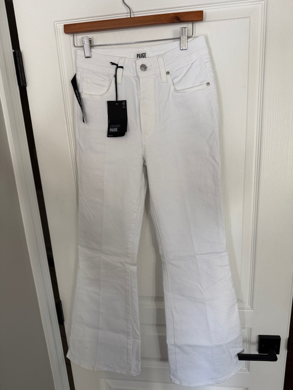 PAIGE  Marlow Skimmer -White High-Rise - Flared Hem